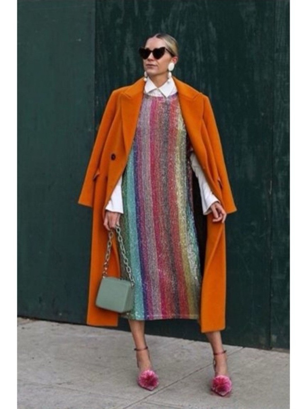 Zara Sz M Rainbow Stripe Sparkly Sequin Midi Dress Bloggers Fav Festival Disco - Picture 6 of 13